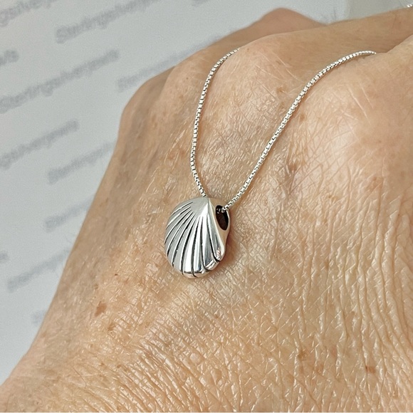 Sterling Silver Small Seashell Necklace, Beach Necklace, Silver Necklaces - Picture 14 of 14